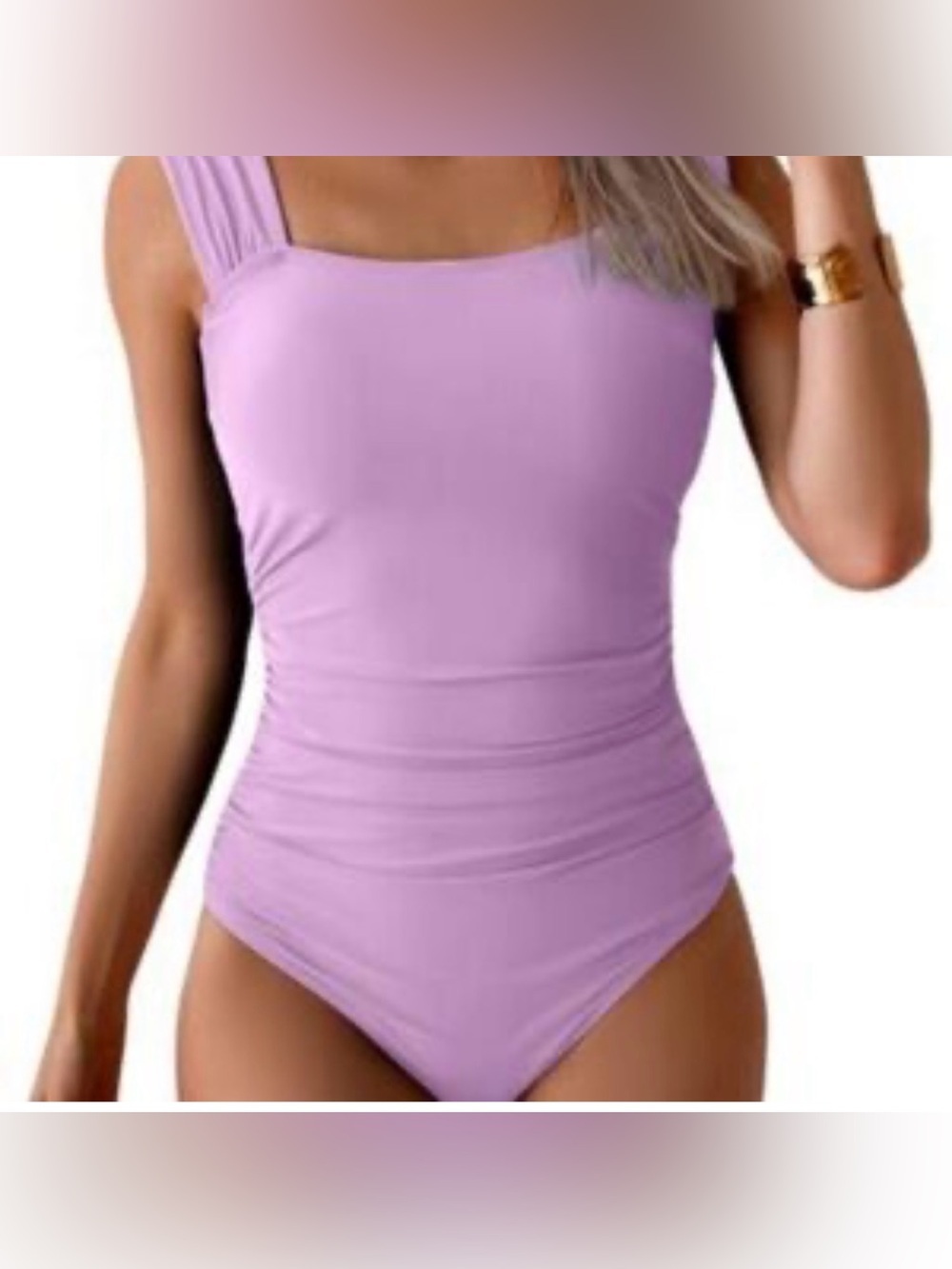 Lilac Square-Neck Women’s One-Piece Bodysuit